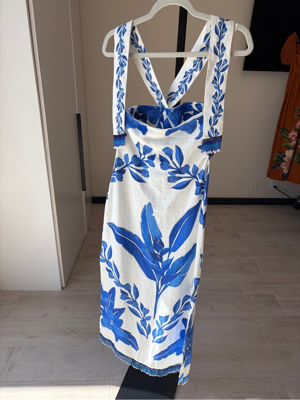 Farm Rio: Blue Yard Off-White Sleeveless Maxi Dress - Picture 8 of 11